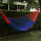 Blue and Red Cotton Hand Rope Hammock