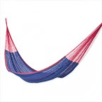 Blue and Red Cotton Hand Rope Hammock