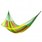 Bright Yellow Green Red Striped Tropical Hand Woven Nylon Hammock