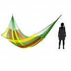 Bright Yellow Green Red Striped Tropical Hand Woven Nylon Hammock