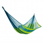 Bright Yellow Turquoise Blue Striped Hand Woven Hammock