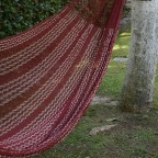 Burgundy White Hand Woven Rope Hammock