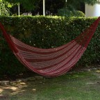 Burgundy White Hand Woven Rope Hammock