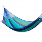 Handmade Cotton Hammock Blue Green Mexico Rope