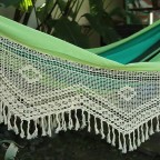 Multicolor Green Striped Cotton Fabric Brazilian Hammock