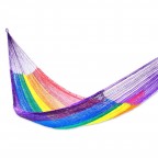 Multicolor Rainbow Striped Hand Woven Nylon Hammock