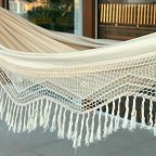 Natural Beige Ecru Cotton Hand Woven XL Brazilian Hammock