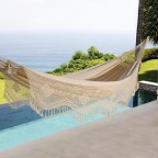 Natural Beige Ecru Cotton Hand Woven XL Brazilian Hammock