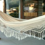 Natural Beige Ecru Cotton Hand Woven XL Brazilian Hammock