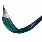 Purple Green Teal Hand Woven Nylon Rope Hammock