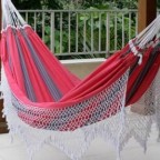 Red Gray Striped Cotton Fabric Brazilian Hammock