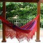 Red and Purple Striped Cotton Brazilian Hammock