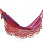 Red and Purple Striped Cotton Brazilian Hammock