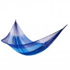 Sky Dark Striped Nylon Hand Woven Rope Hammock