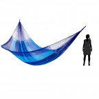 Sky Dark Striped Nylon Hand Woven Rope Hammock